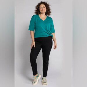 NWT Ulla Popken Studded Stretch Tummy Control Slimming Black Wash Jeggings 14